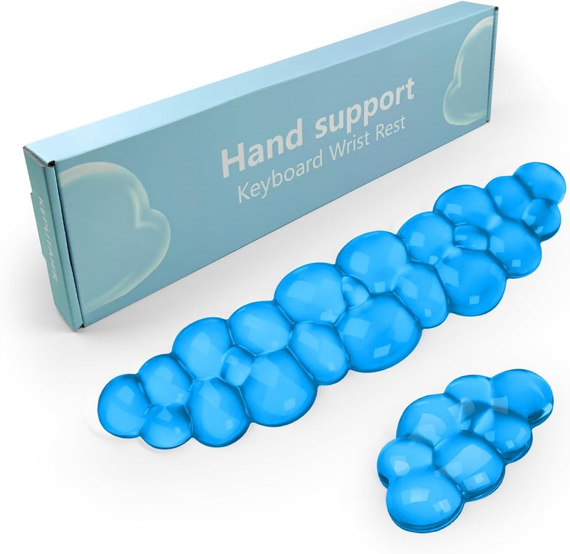 KEPUTAIER Gel Cloud Keyboard and Mouse Wrist Rest, Cute Wrist Support and Arm Support Keyboard Rest for Keyboard and Mouse Typing Pain Relief，Suitable for Office/Computer/Laptop/Gaming (Blue) - Image 1